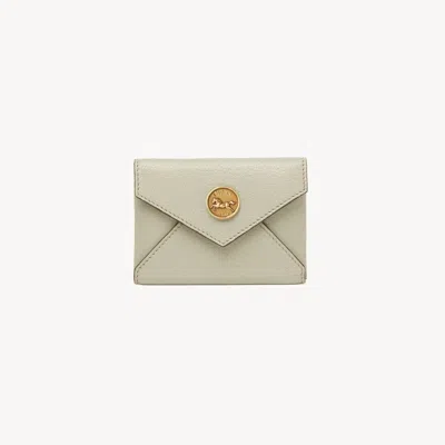 Chloé Porte-cartes Envelope En Cuir Grainé Femme Beige Taille Onesize 100% Peau De Chèvre