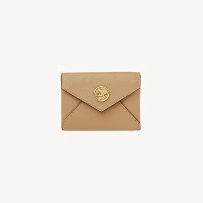 Chloé Envelope Card Holder In Grained Leather Beige Size Onesize 100% Goatskin