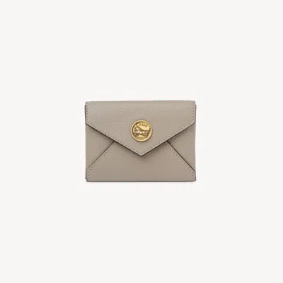 Chloé Porte-cartes Envelope En Cuir Grainé Femme Gris Taille Onesize 100% Peau De Chèvre In Grey