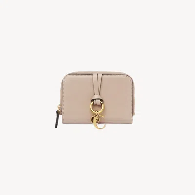 Chloé Portefeuille À Deux Volets Alphabet En Cuir Brillant Femme Beige Taille Onesize 100% Cuir De Veau