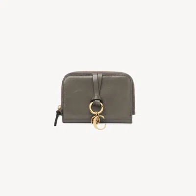 Chloé Portefeuille À Deux Volets Alphabet En Cuir Brillant Femme Gris Taille Onesize 100% Cuir De Veau In Grey