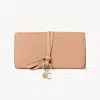 Chloé Alphabet Wallet With Flap In Grained Leather In Brown