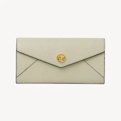 Chloé Portefeuille Long À Rabat Envelope En Cuir Grainé Femme Beige Taille Onesize 100% Peau De Chèvre