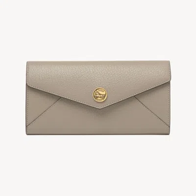 Chloé Portefeuille Long À Rabat Envelope En Cuir Grainé Femme Gris Taille Onesize 100% Peau De Chèvre In Grey