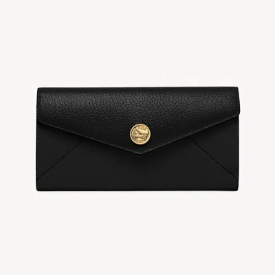Chloé Portefeuille Long À Rabat Envelope En Cuir Grainé Femme Noir Taille Onesize 100% Peau De Chèvre In Black