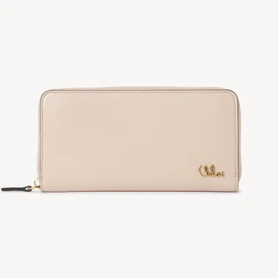 Chloé Portefeuille Long Zippé  Iconic En Cuir Brillant Femme Rose Taille Onesize 100% Cuir De Veau In Pink