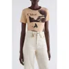 Chloé Multicolor Crewneck T-shirt With Maxi Graphic Print On The Front In Wool Blend Woman In Tender Orange
