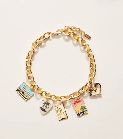 Chloé Postcards Chain Necklace In Orange