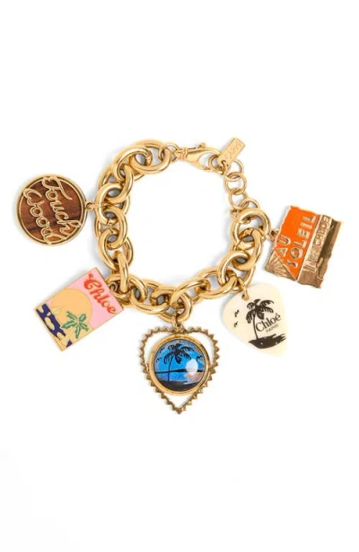 Chloé Postcards Charm Bracelet In Gold