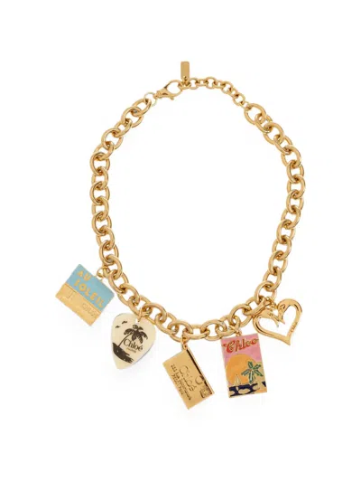 Chloé Postcards Charm-embellished Necklace In Gold