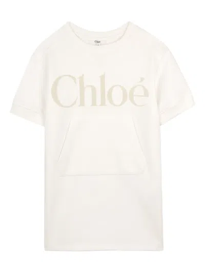Chloé Kids' Pouch-pocket Dress In Neutral