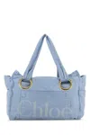 Chloé Chloe Powder Blue Canvas Shopping Bag In Blue
