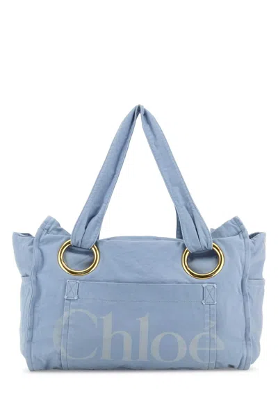 Chloé Powder Blue Canvas Shopping Bag