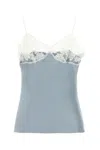 Chloé Satin Tank Top With Lace And Spaghetti Straps In Blue