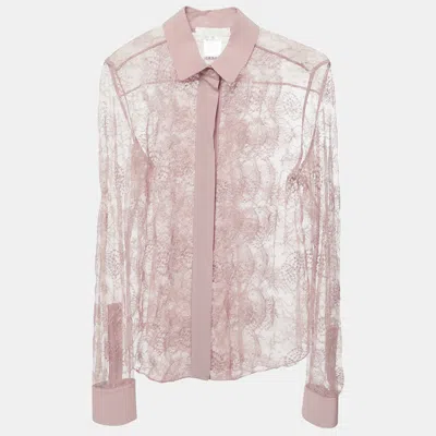 Pre-owned Chloé Powder Pink Lace Ruffled Button Front Shirt S
