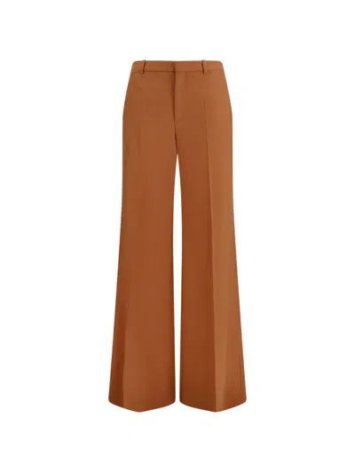 Chloé High Waist Wide Leg Tailored Trousers In Orange