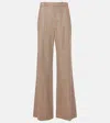 Chloé Prince Of Wales Wide Leg Wool Trousers In Brown