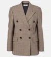 Chloé Prince Of Wales Check Wool-blend Blazer In Brown