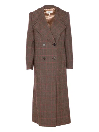 CHLOÉ PRINCE OF WALES-CHECK WOOL COAT