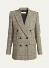 Chloé Prince Of Wales Wool Double-breasted Blazer In Multicolor 1