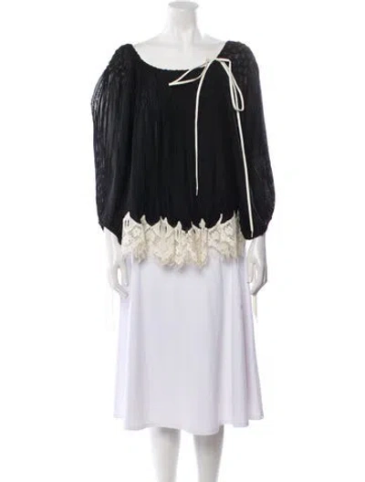 Pre-owned Chloé Printed Bateau Neckline Blouse In Black