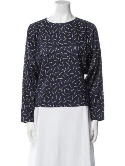 Pre-owned Chloé Printed Bateau Neckline Blouse In Blue