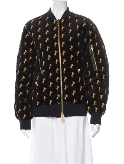 Pre-owned Chloé Printed Bomber Jacket In Black