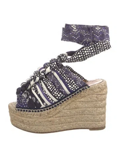 Pre-owned Chloé Printed Braided Accents Mules In Blue