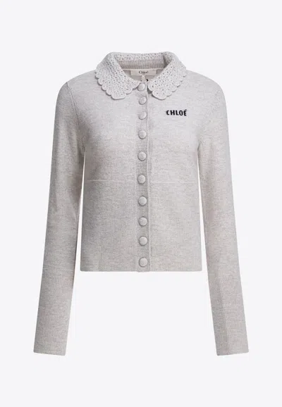 Chloé Printed Buttoned Cardigan In Neutral