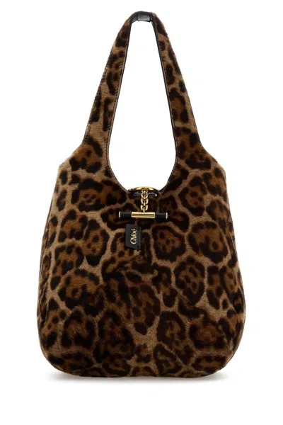 Chloé Printed Calf Hair Balloon Bucket Bag In Animal Print