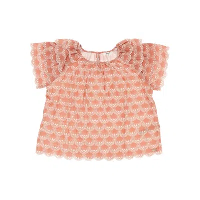 Chloé Printed Cotton Blouse Kids In Pink