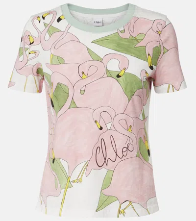 Chloé Printed Cotton Jersey T-shirt In White