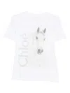 Chloé Cotton Crew Neck Graphic Short Sleeve T-shirt In White