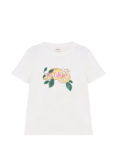 Chloé Printed Cotton T-shirt In White