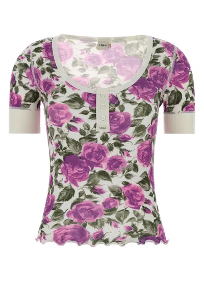 Chloé Chloe Printed Cotton T-shirt In White