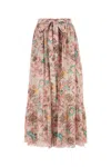 Chloé Belted Floral-print Silk Crepe De Chine Maxi Skirt In Multi