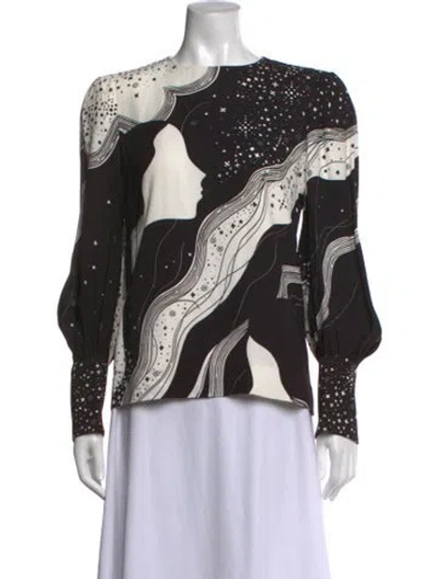 Pre-owned Chloé Printed Crew Neck Blouse In Black
