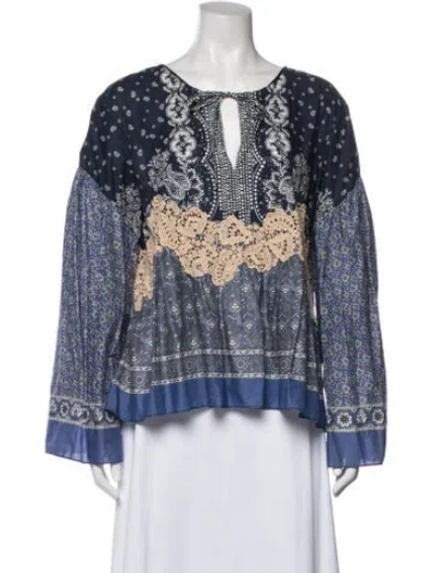 Pre-owned Chloé Printed Crew Neck Blouse In Multi