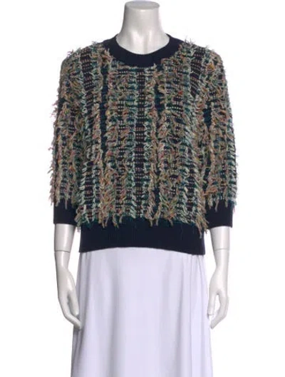 Pre-owned Chloé Printed Crew Neck Sweater In Blue