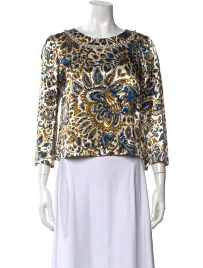 Pre-owned Chloé Printed Crew Neck Top In Neutral