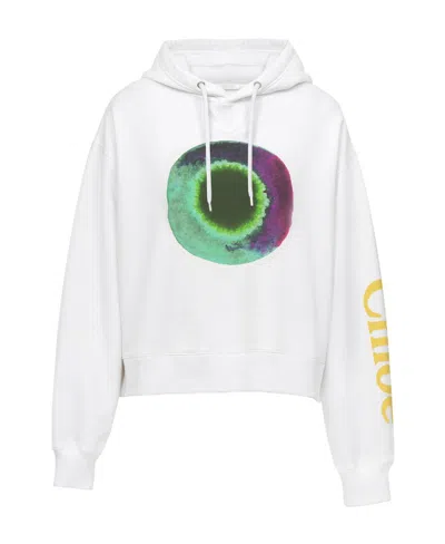 Chloé Printed Hooded Sweater In White