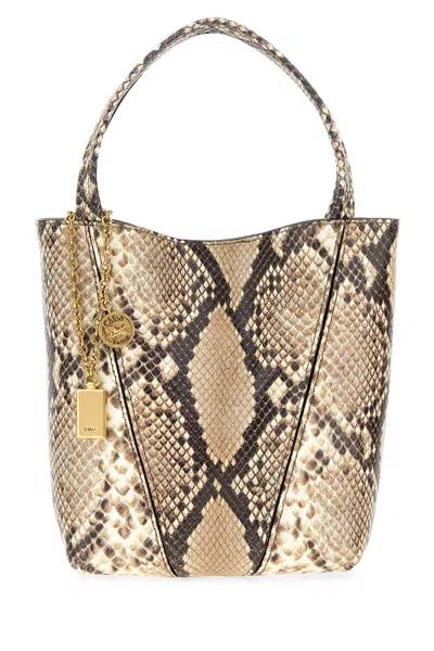 Chloé Chloe Printed Leather  Spin Handbag In White