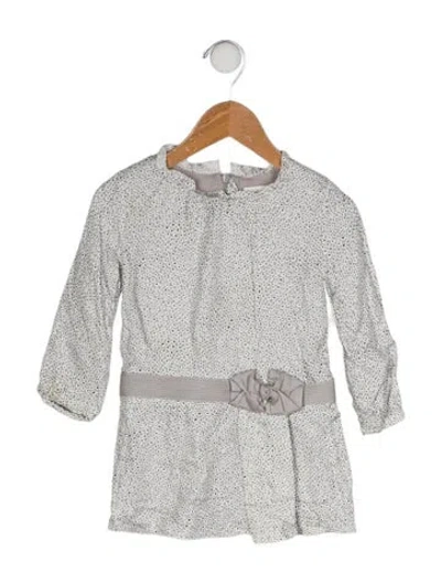 Pre-owned Chloé Babies' Printed Long Sleeve Dress In Gray