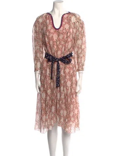 Pre-owned Chloé Printed Midi Length Dress In Pink