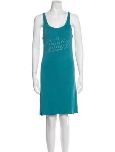 Pre-owned Chloé Printed Mini Dress In Blue
