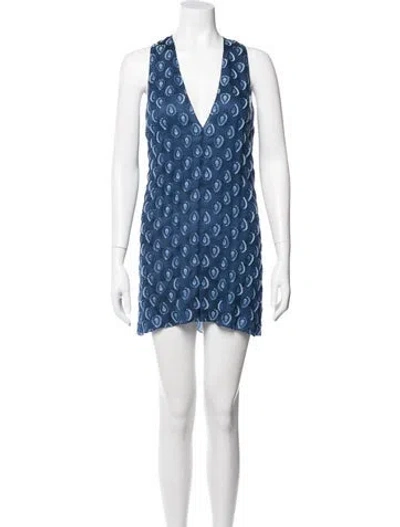 Pre-owned Chloé Printed Mini Dress In Blue
