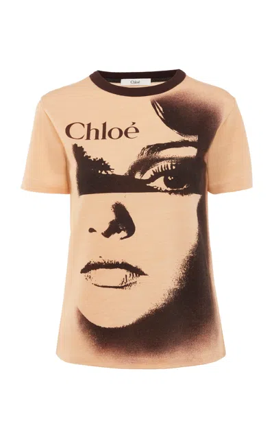 CHLOÉ PRINTED PIQUE JERSEY T-SHIRT