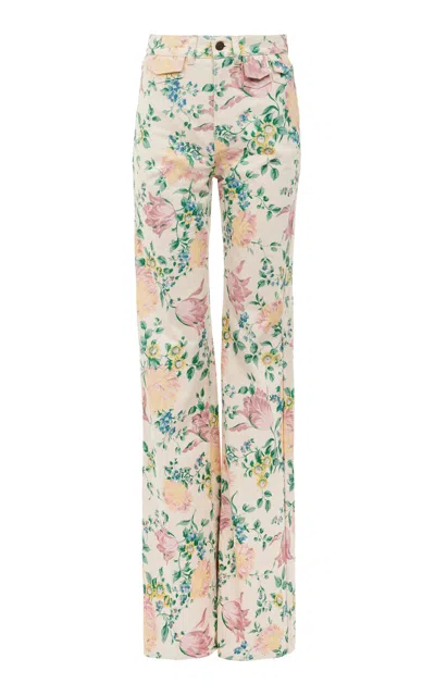 Chloé Printed Rigid High-rise Flared Jeans In Multi