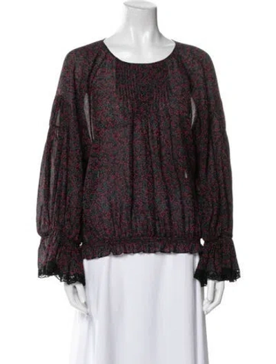 Pre-owned Chloé Printed Scoop Neck Blouse In Black