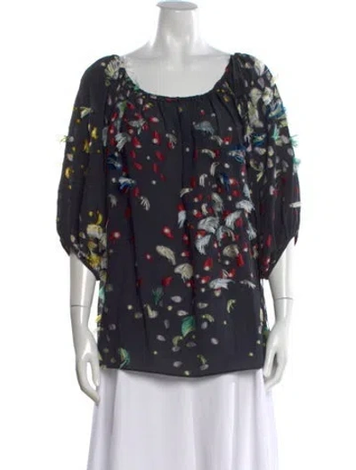 Pre-owned Chloé Printed Scoop Neck Blouse In Blue